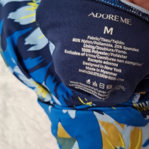 Adore Me Women's Bathing Suit Swimwear One Piece Blue Multi Floral M - Picture 10 of 11